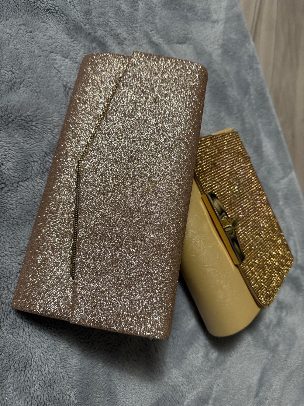 Gold and Bronze Evening Clutch Set - Elegant Women's Bags - Picture 2 of 4